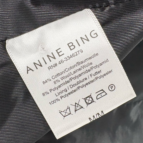 Anine Bing Becky Herringbone Cotton Oversized Blazer | Sz Medium | Grey & Black - Picture 12 of 14